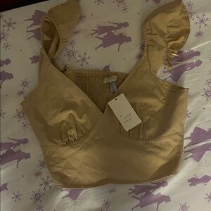 a new day Gold Ruffle Strap Crop Top